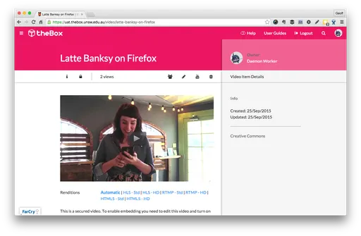 UNSW theBox: Secure video playback